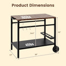 The DirectDeals Outdoor Grill Cart with Stainless Steel Top and Storage features hooks, a shelf, two wheels, and measures 38″ W x 33″ H x 24.5″ D. Weight limits: 165 lbs (top), 45 lbs (shelf).