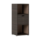 The DirectDeals Outdoor Storage Cabinet Patio Wicker Organizer with Drawer features three compartments and small silver feet, perfect for stylish patio storage.