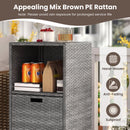 The DirectDeals Outdoor Storage Cabinet Patio Wicker Organizer with Drawer holds drinks, cups, and snacks. Hand-woven, anti-fading, sunproof—avoid rain to extend its service life.