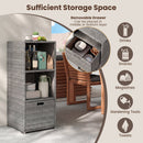 DirectDeals Outdoor Storage Cabinet Patio Wicker Organizer with Drawer features open shelves and a removable drawer—ideal for drinks, snacks, magazines, tools, towels, and more in your outdoor patio space.