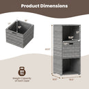 The DirectDeals Outdoor Storage Cabinet Patio Wicker Organizer with Drawer features two shelves (43.5″H x 19.5″W x 19.5″D), a removable 16″x16″x12″ bin, and supports up to 80 lbs per layer—ideal for outdoor storage.