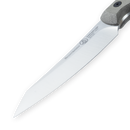 A close-up of the Messermeister Overland Chef Utility Knife - 4.5", showcasing its sharp nitro cobalt steel blade and textured handle, photographed on a white background.