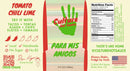 A label for Culture Hot Sauce Para Mis Amigos by Culture Hot Sauce features a green handprint, nutrition facts, local and handmade icons, ordering details, and a background of red, green, and beige stripes. This Mexican-style hot sauce delivers bold flavors inspired by tradition—an ideal way to add authentic flavor to any meal.