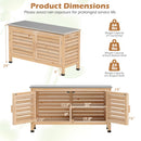 The DirectDeals Outdoor Storage Cabinet with Stainless Steel Countertop features louvered doors, measures 43x16x24″, holds up to 66 lbs on top, and has shelves (44/22 lbs) at 12.5″, 9″, and 8″ heights. Ideal for patio storage.