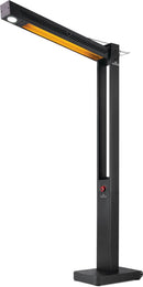 Phantom Freestanding Outdoor Electric Infrared Heater at DDR BBQ Supply freestanding with heater arm in use.