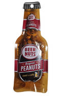 The Manly Cans 3.5 Gallon WeekCAN Warrior Gift Can features sweet and salty snacks, including BEER NUTS Original Peanuts in a beer bottle-shaped bag—perfect for any snack lover.