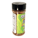 A spice bottle from Powerful Pepper Company with a black lid and a colorful label featuring a cartoon dragon. The label reads "Powerful Pepper Powerful Pepper Flakes," hinting at the fiery kick inside—a bold chili pepper blend. The bottle is partially turned, displaying the nutrition facts on the side.