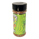 A spice jar from Powerful Pepper Company with a black lid and a green label featuring a cartoon alligator holding a chili pepper. The label displays the words "Powerful Pepper Powerful Pepper Flakes" against wavy green patterns in the background, hinting at the bold flavors of gourmet garlic seasoning and spicy pepper flakes inside.