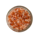 A 3lb glass jar of SALTOPIA Pink Himalayan Coarse Salt, filled with mineral-rich crystals and viewed from above against a white background.