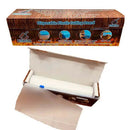 Box labeled Butcher BBQ Plastic Disposable Cutting Board with a roll of disposable sheets inside; one sheet is partially unrolled, ideal for meat prep or butcher BBQ tasks. Brand: Butcher BBQ.