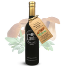 A bottle of Georgetown Olive Oil Co. MUSHROOM & SAGE Infused | High Polyphenols Extra Virgin Olive Oil with a tan tag, placed in front of porcini mushrooms and fresh sage leaves on a white background. This premium extra virgin olive oil from Georgetown Olive Oil Co. is cold pressed and expertly infused to deliver the savory richness of porcini mushrooms and fragrant sage for an elevated gourmet experience.
