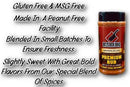 A bottle of Butcher BBQ Premium Barbecue Rub/BBQ Seasoning is pictured beside text highlighting it as gluten-free, MSG-free, made in a peanut-free facility, blended for freshness, and featuring a slightly sweet flavor from unique spices.