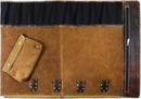 Premium leather knife roll with 10 knife slots, sturdy buckles, and zipper pouch – available at DDR BBQ Supply
