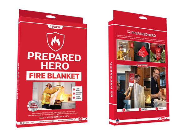 Prepared Hero Fire Blanket 39x39 – Quick, Easy Fire Suppression for Home or Grill – DDR BBQ Supply