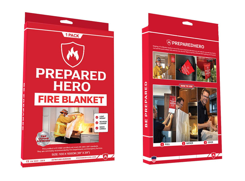 Prepared Hero Fire Blanket 39x39 – Quick, Easy Fire Suppression for Home or Grill – DDR BBQ Supply