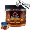 Jar of Butcher BBQ Prime Beef Injection Marinade with 'New Packaging' text overlay
