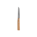 The Messermeister Produce Knife Wood Handle - 4" features a silver blade and light wood handle, displayed on a plain white background to highlight the elegant simplicity of this essential kitchen tool.