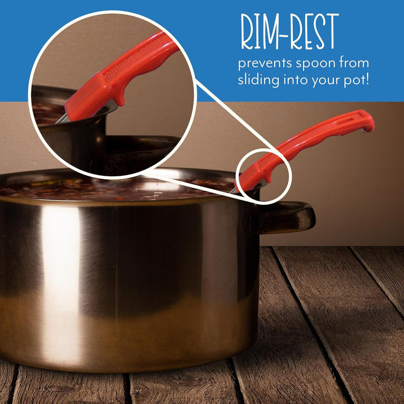 Portion Control Serving Spoon Set with stainless steel 6 piece ladles and color coded handles for accurate portioning at DDR BBQ Supply