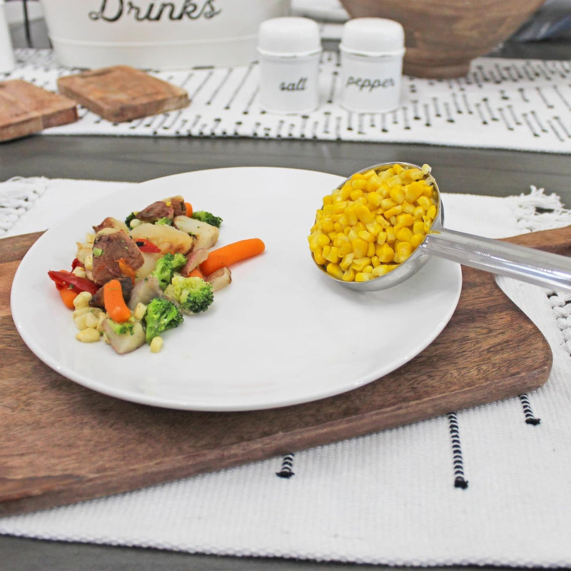 Portion Control Serving Spoon Set with stainless steel 6 piece ladles and color coded handles for accurate portioning at DDR BBQ Supply