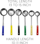 Portion Control Serving Spoon Set with stainless steel 6 piece ladles and color coded handles for accurate portioning at DDR BBQ Supply