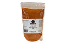 A clear plastic bag of Butcher BBQ Queen Bee BBQ Seasoning Rub by Butcher BBQ, filled with reddish-brown seasoning and labeled with product info. This sweet honey BBQ rub adds delicious flavor to your grilled dishes.