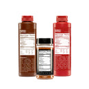 The Redneck Lipstick Variety Pack – Original Sauce, Hot & Spicy Sauce & Seasoning by Redneck Lipstick includes two tall bottles of barbecue sauce (Original and Hot & Spicy) and one shorter jar of seasoning, each featuring nutrition facts and ingredient lists on their front labels.