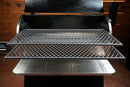 Two stacked Pimp My Grill® Gen2 Slide-Out Rack System - 2 Racks installed inside a Recteq Flagship 1250, featuring a front stainless steel shelf.