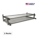 Two stacked diamond-pattern mesh metal grill grates for a Pimp My Grill® Gen2 Slide-Out Rack System for Recteq RT-700 / RT-680.