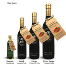 Four bottles of Georgetown Olive Oil Co. ROASTED CHILI & SPICE Infused High Polyphenols Extra Virgin Olive Oil in a variety of sizes (Sample, Small, Large, Extra Large), each crafted from cold pressed olive oil and adorned with a brown tag featuring chili peppers and product details. Each size is clearly labeled beneath the corresponding bottle.