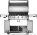 Rogue PRO 625 SIB stainless steel propane grill with infrared side burner at DDR BBQ Supply shown with doors and lid open