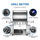 Rogue PRO 625 SIB stainless steel propane grill with infrared side burner at DDR BBQ Supply