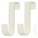 Two white, metal Multi-Purpose Hooks from Lovely Home Icon, featuring a simple curved design, are displayed against a plain background. These space-saving racks are ideal for organizing your kitchen cabinet doors or bathroom, offering both elegance and practicality for hanging clothes, coats, hats, or towels.