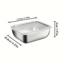 The Lovely Home Icon 5PCS Stainless Steel Food Storage Containers are stackable meal prep lunch boxes with clear lids, offering a premium and eco-friendly kitchen storage solution. Each rectangular container measures 13.8cm (5.43in) in length, 10.8cm (4.25in) in width, and 5cm (1.97in) in height, with measurements clearly illustrated by arrows. Ideal for those seeking reusable food containers or high-quality stainless steel storage options for everyday use at home, in the fridge, or while traveling.