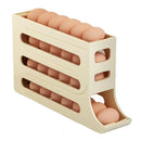 The Lovely Home Icon Refrigerator Egg Storage Box features four layers of automatic rolling trays, each holding brown eggs that smoothly roll forward for easy access—making it an ideal fridge organizer and dispenser for your kitchen.
