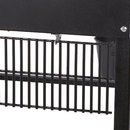 Close-up of a black metal grill grate featuring vertical bars and a textured surface, securely attached with a metal screw on the right side—demonstrating efficient grill organization and compatibility with Smokin Brothers Grid Hooks Set of 2 for Hanging 2 Grids.