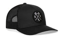 The Haka Hat San Francisco Trucker Hat | Black SF X Snapback by Haka Hat features a circular patch with a bridge, S and F letters, and California’s shape. Enjoy classic style and HAKA 5.0 trucker comfort with this snapback.
