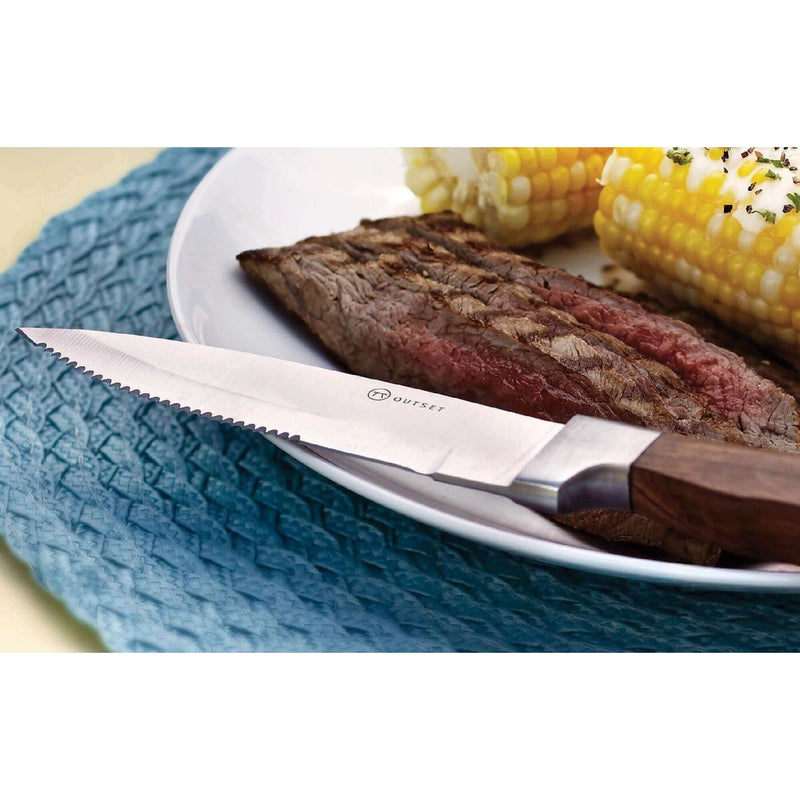 Set of 4 steak knives with forged stainless steel blades and rosewood handles