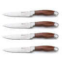 Set of 4 steak knives with forged stainless steel blades and rosewood handles