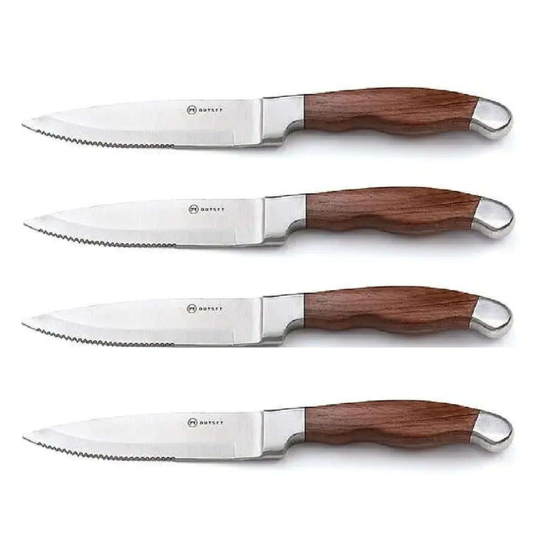 Set of 4 steak knives with forged stainless steel blades and rosewood handles