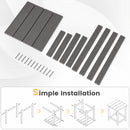 Square gray planks and screws ready for assembly, with illustrated instructions below for building the DirectDeals Square Adirondack Side Table 14″ Weather-Resistant HDPE.