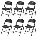Six DirectDeals Foldable Plastic Dining Chairs Set of 6 with Ergonomic Backrest are arranged in two rows of three, providing comfortable, space-saving seating against a white background.
