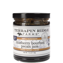 Terrapin Ridge Blueberry Bourbon Pecan Jam by Terrapin Ridge Farms comes in an 11 oz (311.8g) glass jar with a black lid. This gluten-free jam is great for charcuterie boards, cheese toppers, glazes, or breakfast spreads.