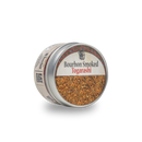 A round tin of Bourbon Barrel Foods Bourbon Smoked Togarashi, a Japanese-style spice blend, is shown against a plain white background.