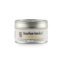 A small silver tin of Bourbon Barrel Foods Bourbon Smoked Vanilla Sugar (4 oz/113 g), featuring Madagascar vanilla, sits on a white background—the perfect handcrafted finishing sugar for desserts.