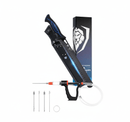 The DDR BBQ Supply Brisket Slicing Knife & Meat Injector BBQ Tool Kit includes a black and blue knife with sheath, a lion logo box, and a meat injector set with 3 needles—displayed on a white background.