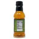A clear plastic bottle of Chicken Fried BBQ Apple Pork and Rib Wrap sauce, filled with amber liquid and topped with a black cap. The label shows nutrition facts in black on white with a green border—ideal for your BBQ pork wrap.