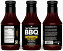 Three bottles of Chicken Fried BBQ Original BBQ Sauce by Chicken Fried BBQ are shown: one with nutrition facts, one displaying the front label and product name, and one highlighting why this versatile sauce is ideal for any meal.