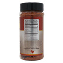 A plastic jar of Chicken Fried BBQ Texas Sweet Grind seasoning mix from Chicken Fried BBQ, Magnolia, Texas. The jar features nutrition facts, ingredients, and contains a reddish BBQ rub spice blend.