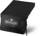 Protect your barbecue with the black, water-resistant Napoleon 12-Inch Built-In Side Burner Grill Cover (61812) from Napoleon Grills, featuring a white logo and flame graphic to shield your grill from the elements.