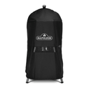 A black, cylindrical Napoleon Grills NK18 Charcoal Grill (61914) with a premium cover featuring the Napoleon logo on the front, standing on four short legs.